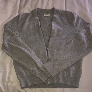 Gray Cropped Bomber Jacket